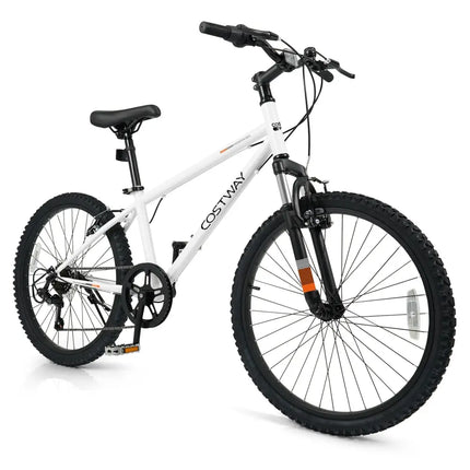 Kids Mountain Bike 20 24 Inch Child Bicycle for Boys Girls Aged 8+ Years Old White - 24 Inch - Oasis Home Essentials