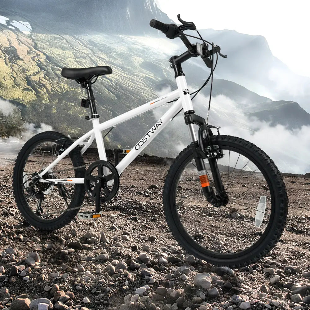 Kids Mountain Bike 20 24 Inch Child Bicycle for Boys Girls Aged 8+ Years Old White-20 Inch - White - Kids Bike
