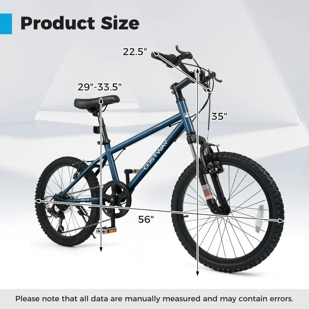 Kids Mountain Bike 20 24 Inch Child Bicycle for Boys Girls Aged 8+ Years Old Navy-20 Inch - Navy - Kids Bike