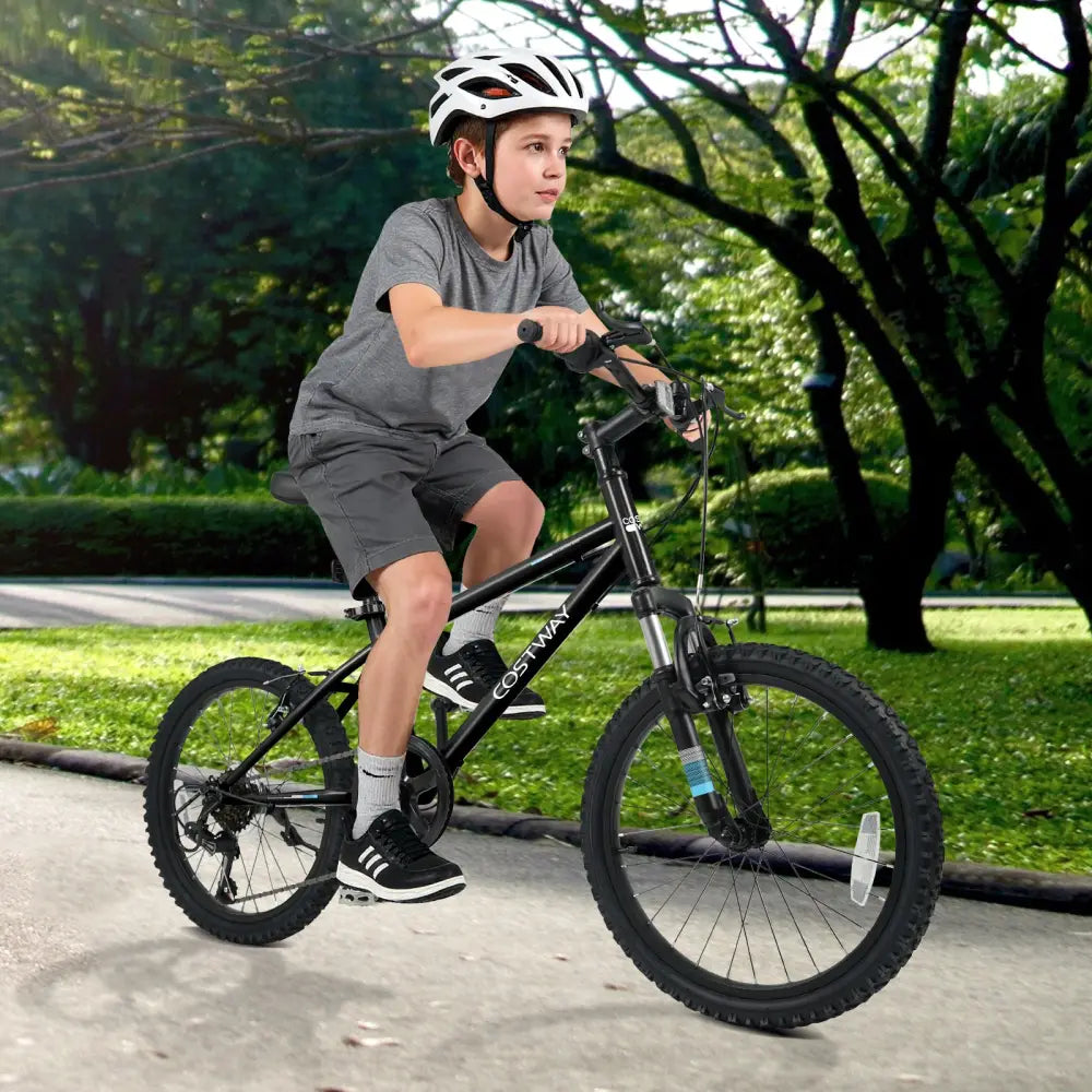 Kids Mountain Bike 20 24 Inch Child Bicycle for Boys Girls Aged 8+ Years Old Black-20 Inch - Black - Kids Bike
