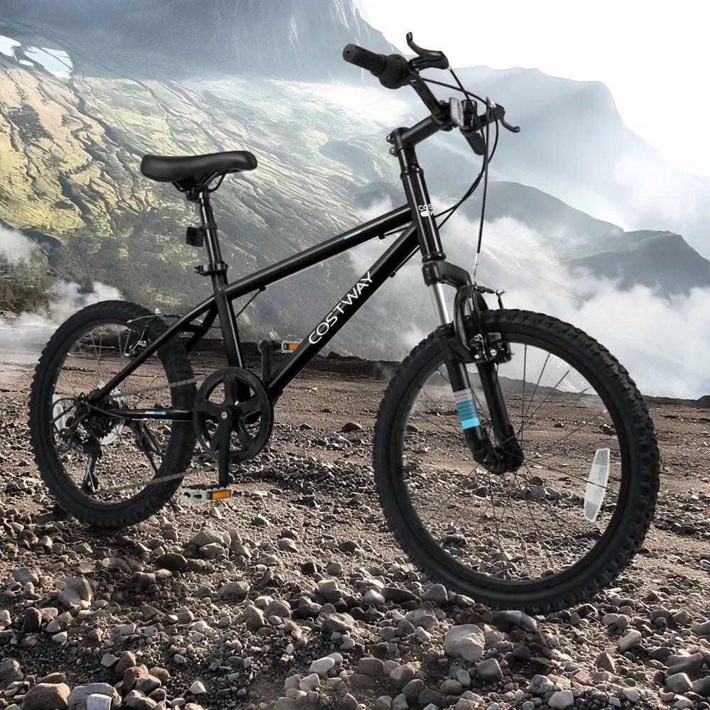 Kids Mountain Bike 20 24 Inch Child Bicycle for Boys Girls Aged 8+ Years Old Black-20 Inch - Black - Kids Bike