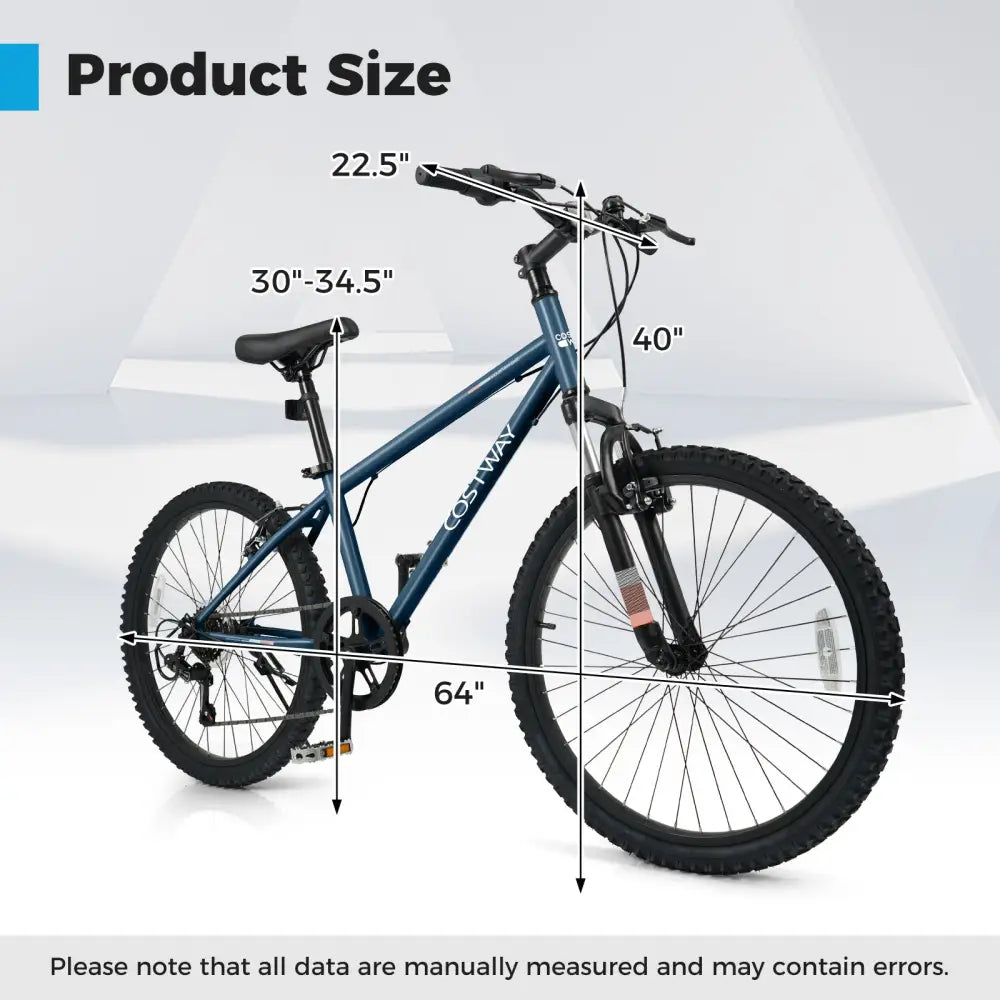 Kids Mountain Bike 20 24 Inch Child Bicycle for Boys Girls Aged 8+ Years Old Navy-24 Inch - Navy - Kids Bike
