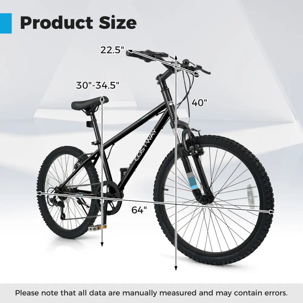 Kids Mountain Bike 20 24 Inch Child Bicycle for Boys Girls Aged 8+ Years Old Black-24 Inch - Black - Kids Bike