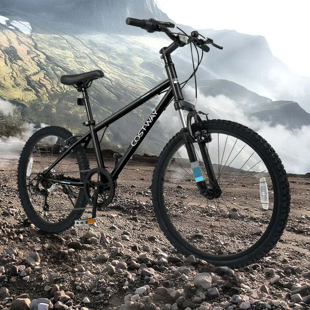 Kids Mountain Bike 20 24 Inch Child Bicycle for Boys Girls Aged 8+ Years Old Black-24 Inch - Black - Kids Bike