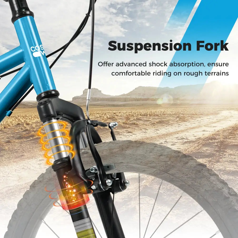 Kids Mountain Bike 20 24 Inch Child Bicycle for Boys Girls Aged 8+ Years Old Blue-24 Inch - Blue - Kids Bike