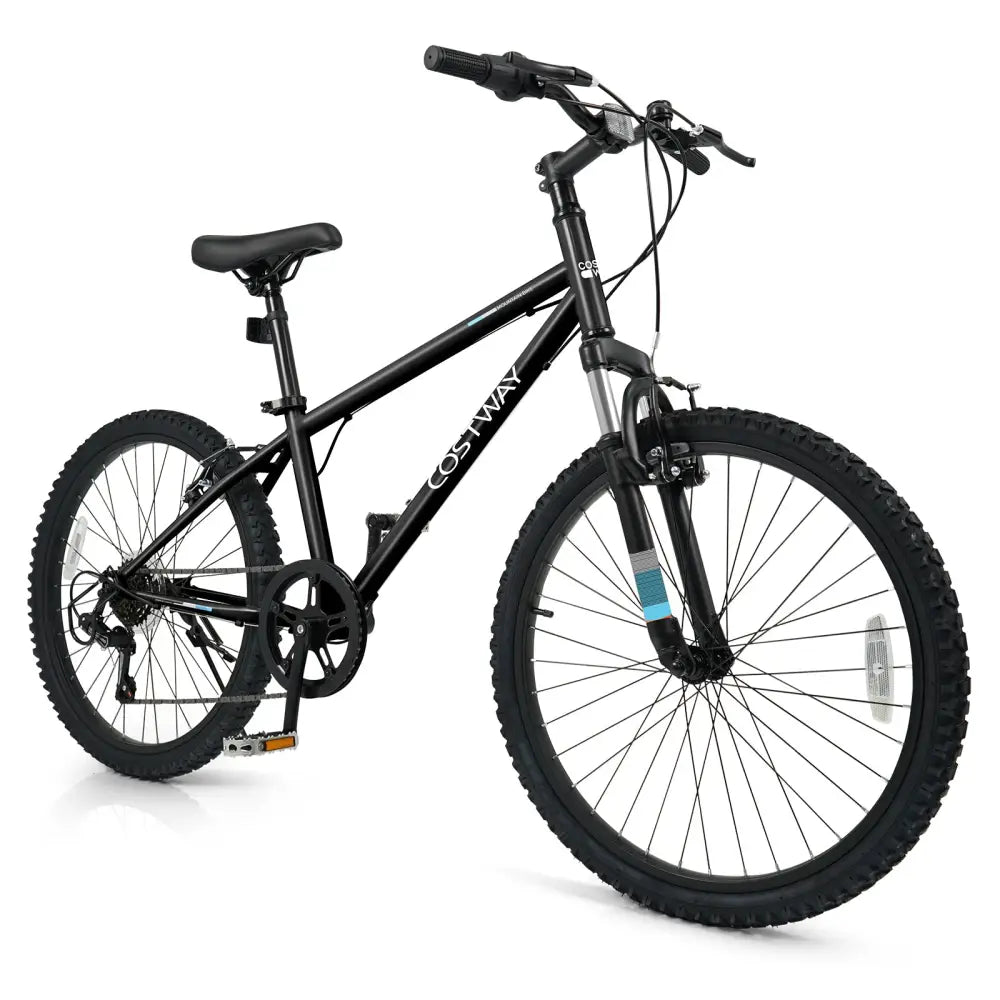 Kids Mountain Bike 20 24 Inch Child Bicycle for Boys Girls Aged 8+ Years Old Black-24 Inch - Black - Kids Bike