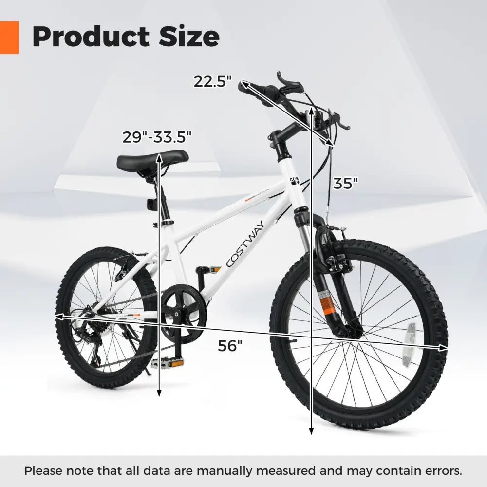 Kids Mountain Bike 20 24 Inch Child Bicycle for Boys Girls Aged 8+ Years Old White-20 Inch - White - Kids Bike