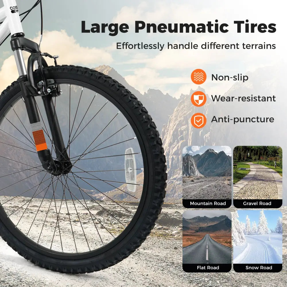 Kids Mountain Bike 20 24 Inch Child Bicycle for Boys Girls Aged 8+ Years Old White-24 Inch - White - Kids Bike