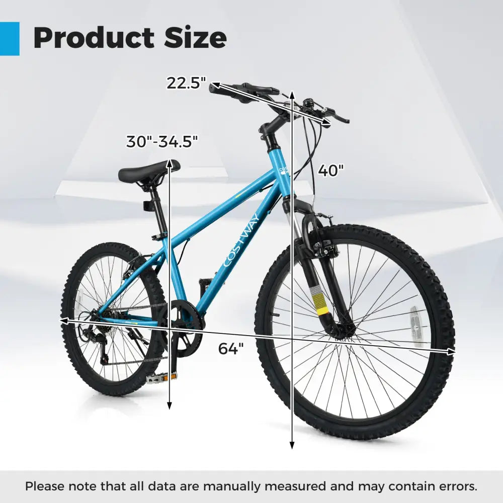 Kids Mountain Bike 20 24 Inch Child Bicycle for Boys Girls Aged 8+ Years Old Blue-24 Inch - Blue - Kids Bike