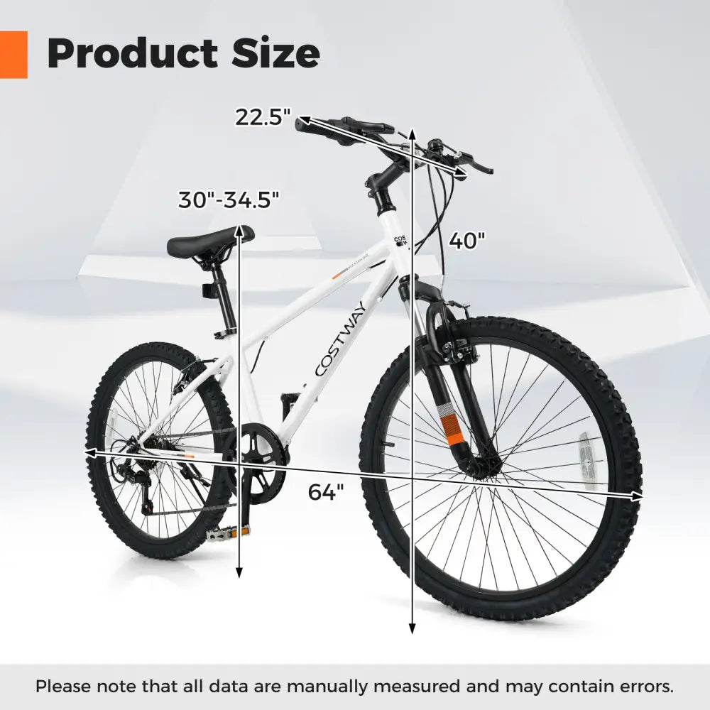 Kids Mountain Bike 20 24 Inch Child Bicycle for Boys Girls Aged 8+ Years Old White-24 Inch - White - Kids Bike
