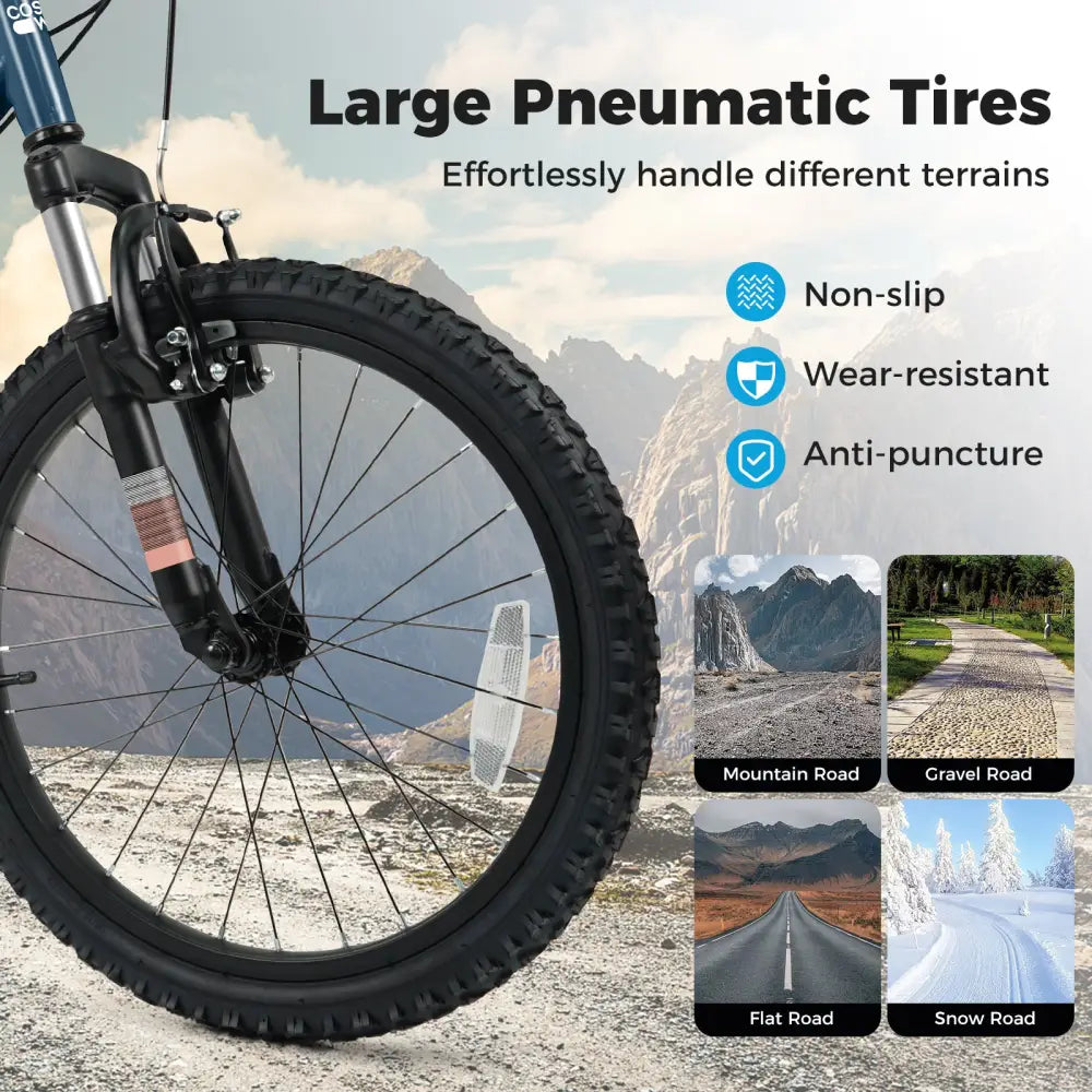 Kids Mountain Bike 20 24 Inch Child Bicycle for Boys Girls Aged 8+ Years Old Navy-20 Inch - Navy - Kids Bike