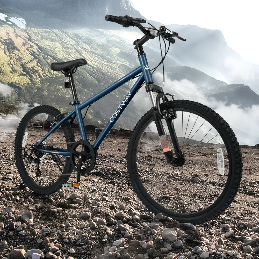 Kids Mountain Bike 20 24 Inch Child Bicycle for Boys Girls Aged 8+ Years Old Navy-24 Inch - Navy - Kids Bike