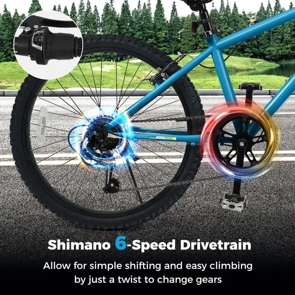 Kids Mountain Bike 20 24 Inch Child Bicycle for Boys Girls Aged 8+ Years Old Blue-24 Inch - Blue - Kids Bike