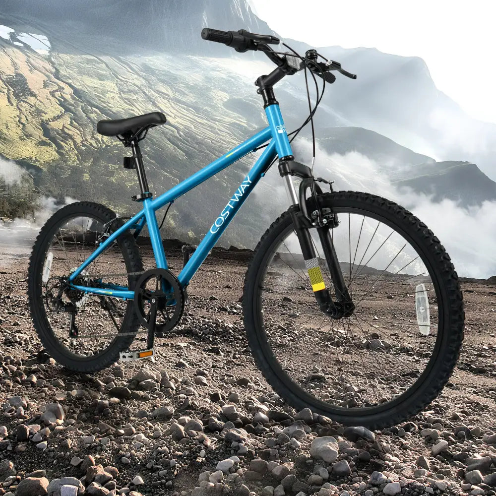Kids Mountain Bike 20 Inch Child Bicycle for Boys Girls Aged 8+ Years Old Blue - Blue - Kids Bike