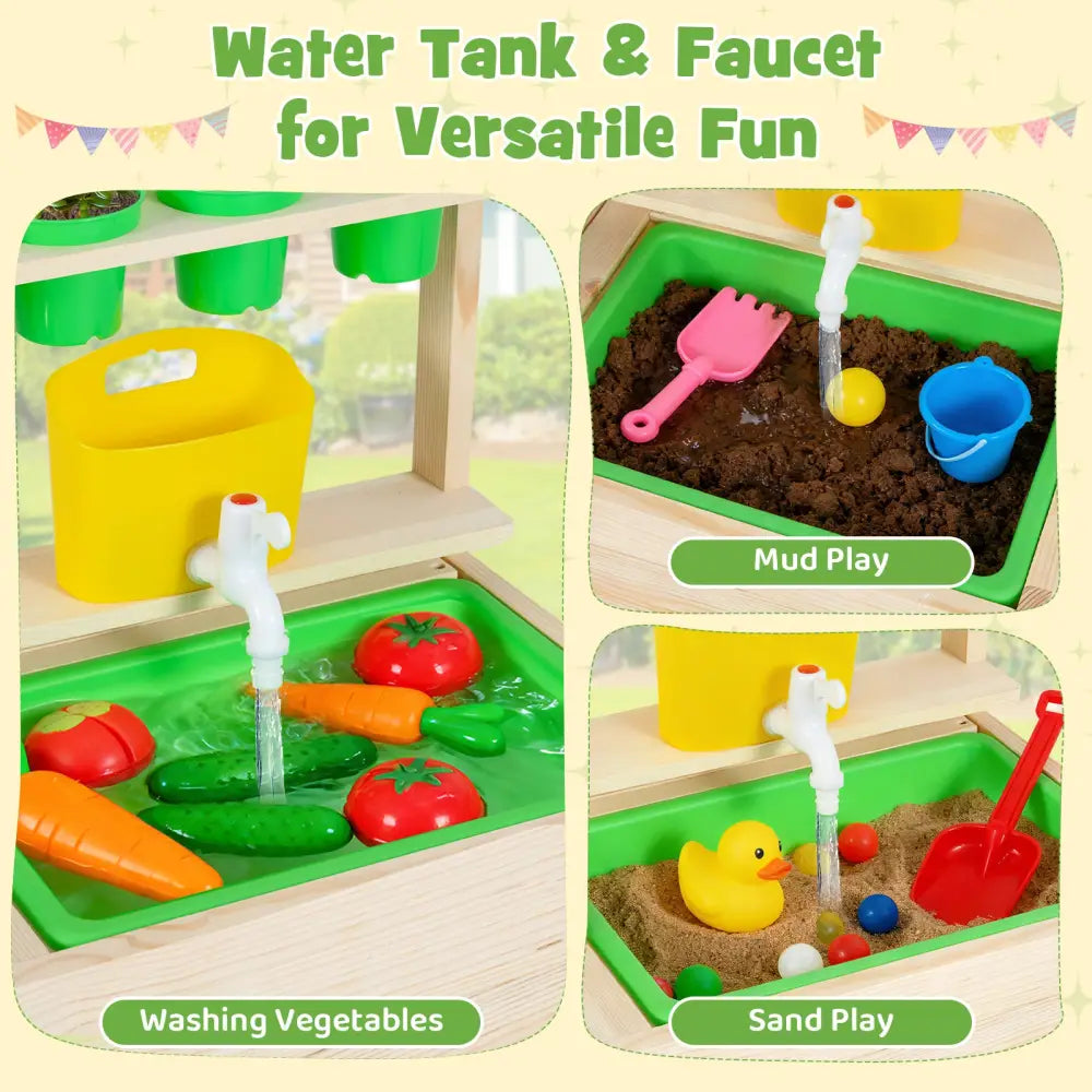Kids Mud Kitchen Play Pretend Kitchen with Chalkboard for Kids Aged 3+ - Play Kitchen Sets