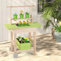 Kids Mud Kitchen with Removable Pots Watering Can Planting Trough and Storage Box-Natrual - Natural - Play Kitchen Sets