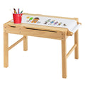 Kids Multi Activity Play Table Wooden Building Block Desk with Storage Paper Roll-Natural - Natural - Kids Table &