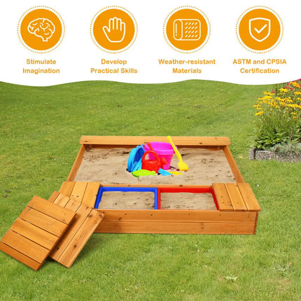 Kids Outdoor Playset Backyard Cedar Sandbox - Sandboxes