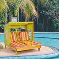 Kids Patio Lounge Chair with Cup Holders and Awning-Multicolor - Multicolor - Kids Chairs & Seating