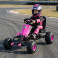 Kids Pedal Go Kart with Steering Wheel and Gear Shifter and Handbrake-Pink - Pink - Push & Pedal Ride On Toys