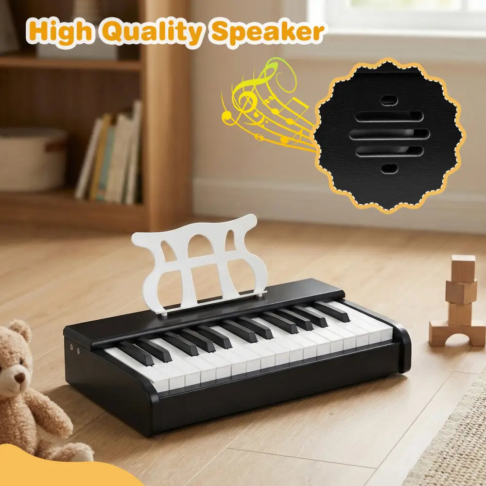 Kids Piano Keyboard 30 Keys Digital Piano with Music Stand for 3+ Years Old Beginners-Black - Black - Pianos & Keyboards