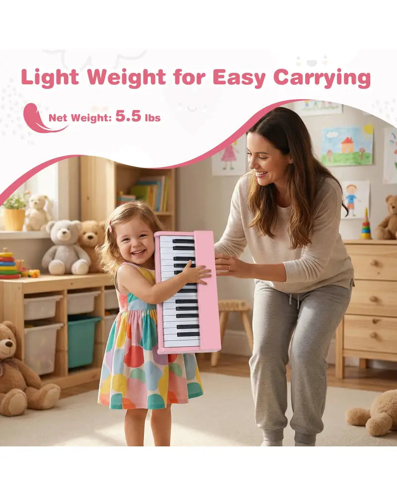 Kids Piano Keyboard 30 Keys Digital Piano with Music Stand for 3+ Years Old Beginners-Pink - Pink - Pianos & Keyboards