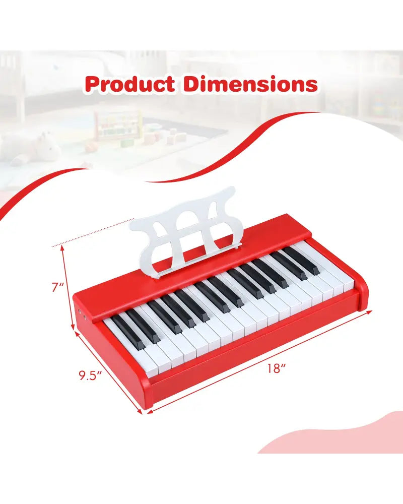 Kids Piano Keyboard 30 Keys Digital Piano with Music Stand for 3+ Years Old Beginners-Red - Red - Pianos & Keyboards