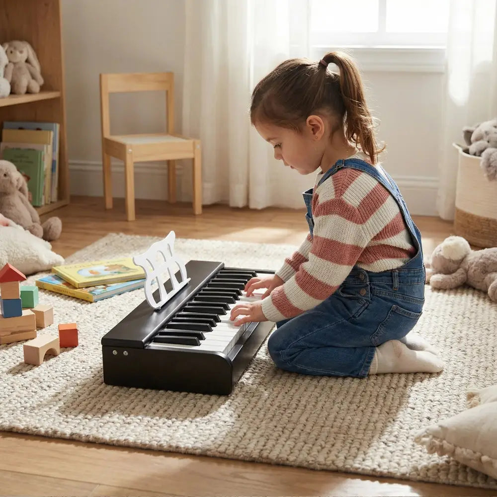 Kids Piano Keyboard 30 Keys Digital Piano with Music Stand for 3+ Years Old Beginners-Black - Black - Pianos & Keyboards
