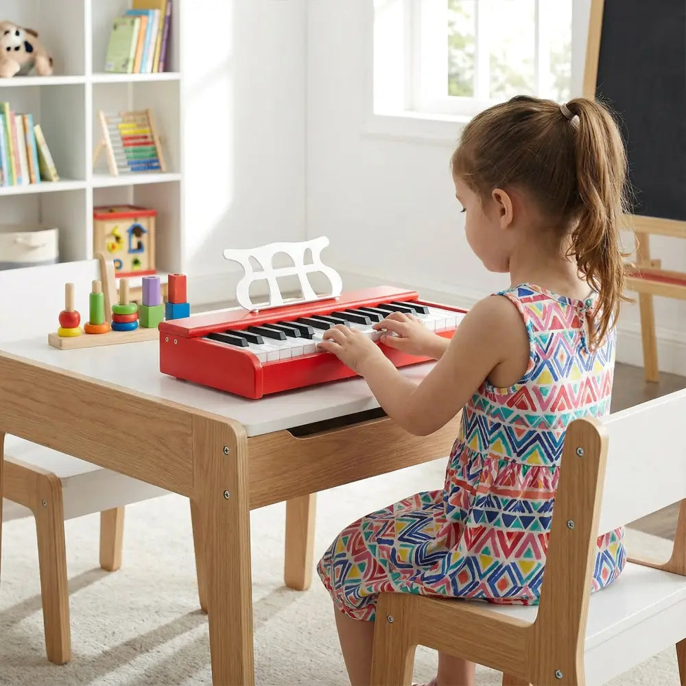 Kids Piano Keyboard 30 Keys Digital Piano with Music Stand for 3+ Years Old Beginners-Red - Red - Pianos & Keyboards