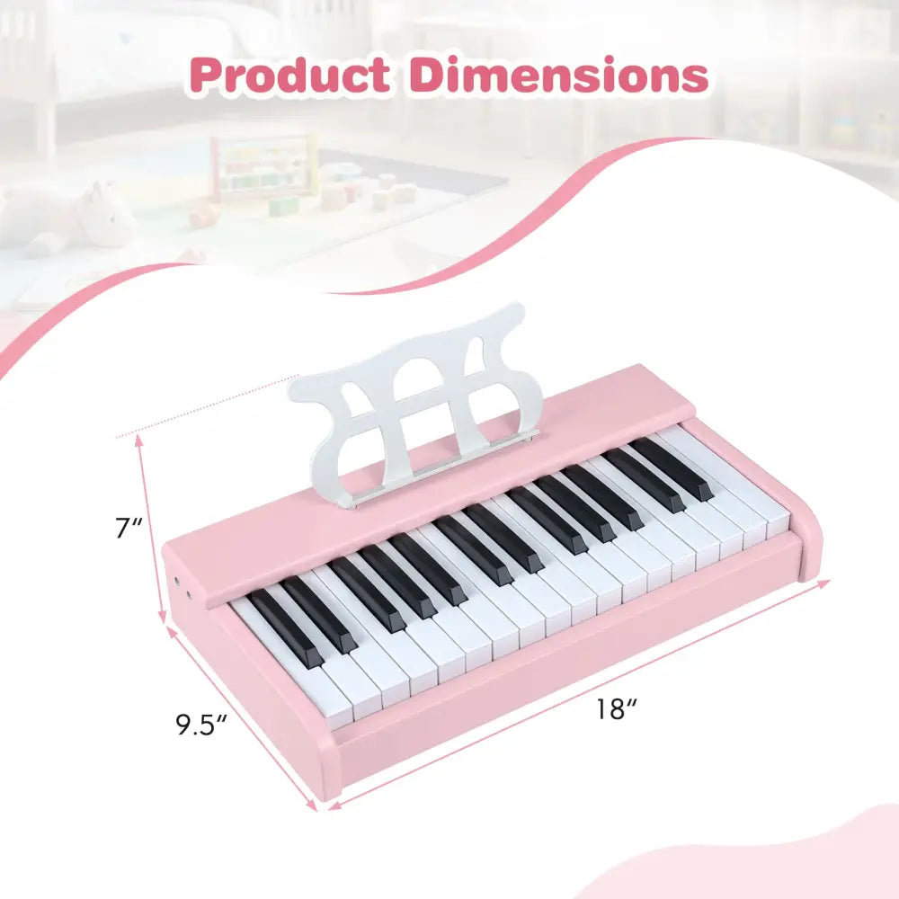 Kids Piano Keyboard 30 Keys Digital Piano with Music Stand for 3+ Years Old Beginners-Pink - Pink - Pianos & Keyboards