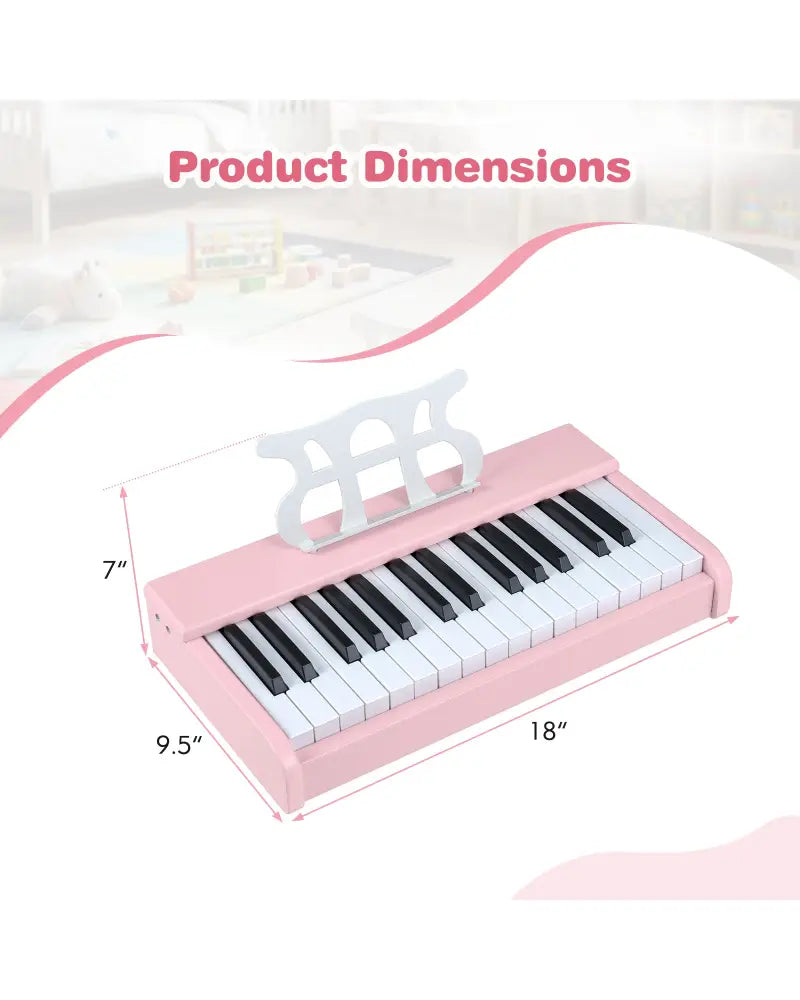 Kids Piano Keyboard 30 Keys Digital Piano with Music Stand for 3+ Years Old Beginners-Pink - Pink - Pianos & Keyboards