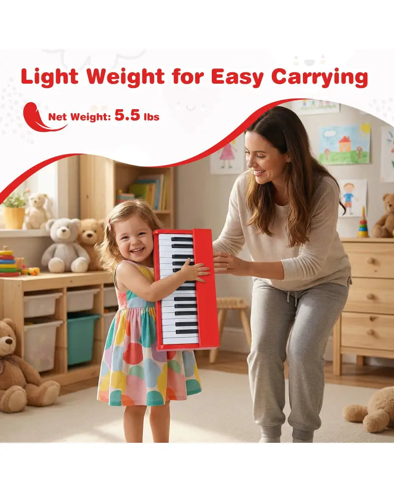 Kids Piano Keyboard 30 Keys Digital Piano with Music Stand for 3+ Years Old Beginners-Red - Red - Pianos & Keyboards