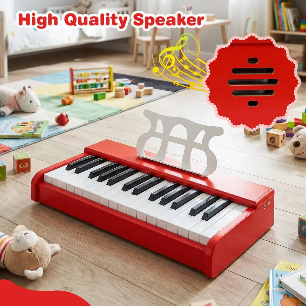 Kids Piano Keyboard 30 Keys Digital Piano with Music Stand for 3+ Years Old Beginners-Red - Red - Pianos & Keyboards