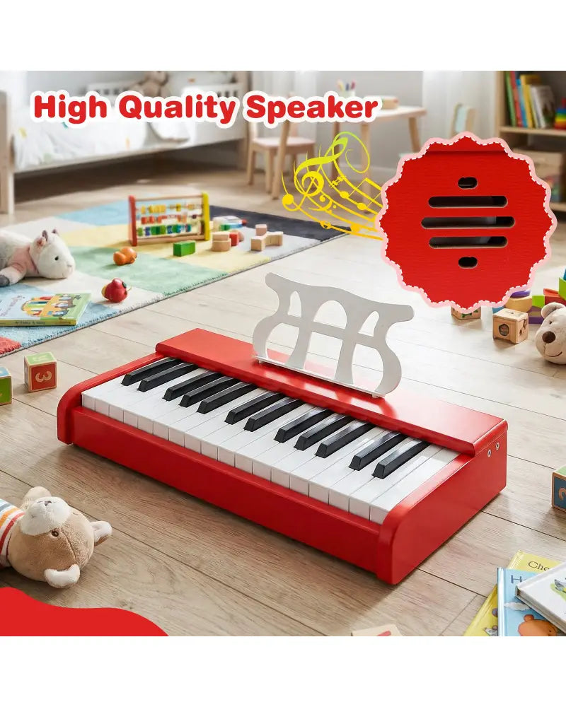 Kids Piano Keyboard 30 Keys Digital Piano with Music Stand for 3+ Years Old Beginners-Red - Red - Pianos & Keyboards