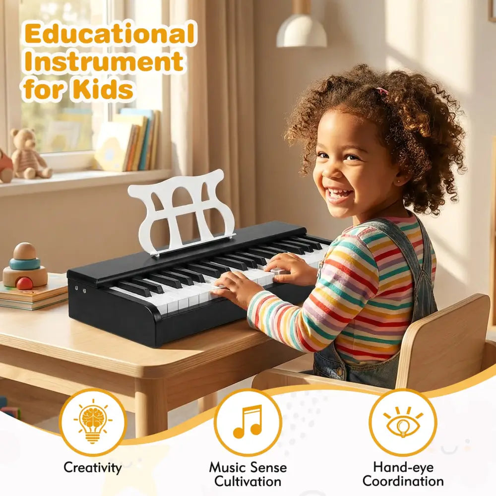 Kids Piano Keyboard 30 Keys Digital Piano with Music Stand for 3+ Years Old Beginners-Black - Black - Pianos & Keyboards