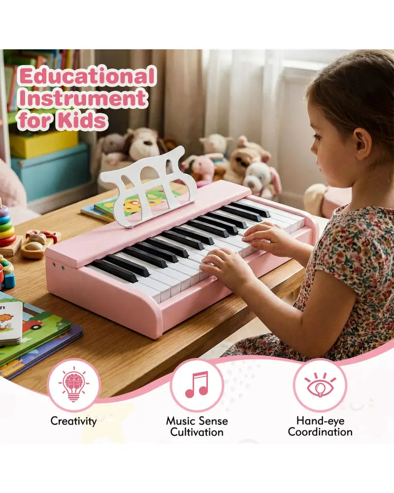 Kids Piano Keyboard 30 Keys Digital Piano with Music Stand for 3+ Years Old Beginners-Pink - Pink - Pianos & Keyboards