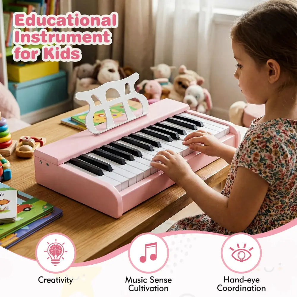 Kids Piano Keyboard 30 Keys Digital Piano with Music Stand for 3+ Years Old Beginners-Pink - Pink - Pianos & Keyboards