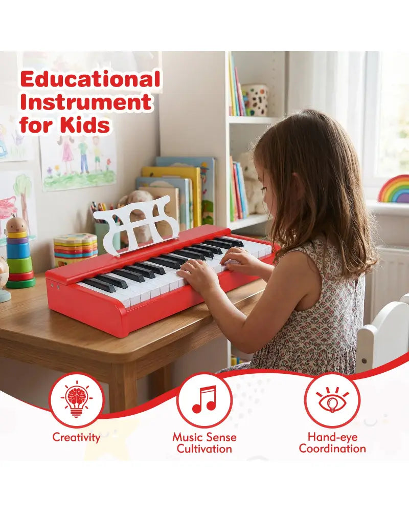 Kids Piano Keyboard 30 Keys Digital Piano with Music Stand for 3+ Years Old Beginners-Red - Red - Pianos & Keyboards
