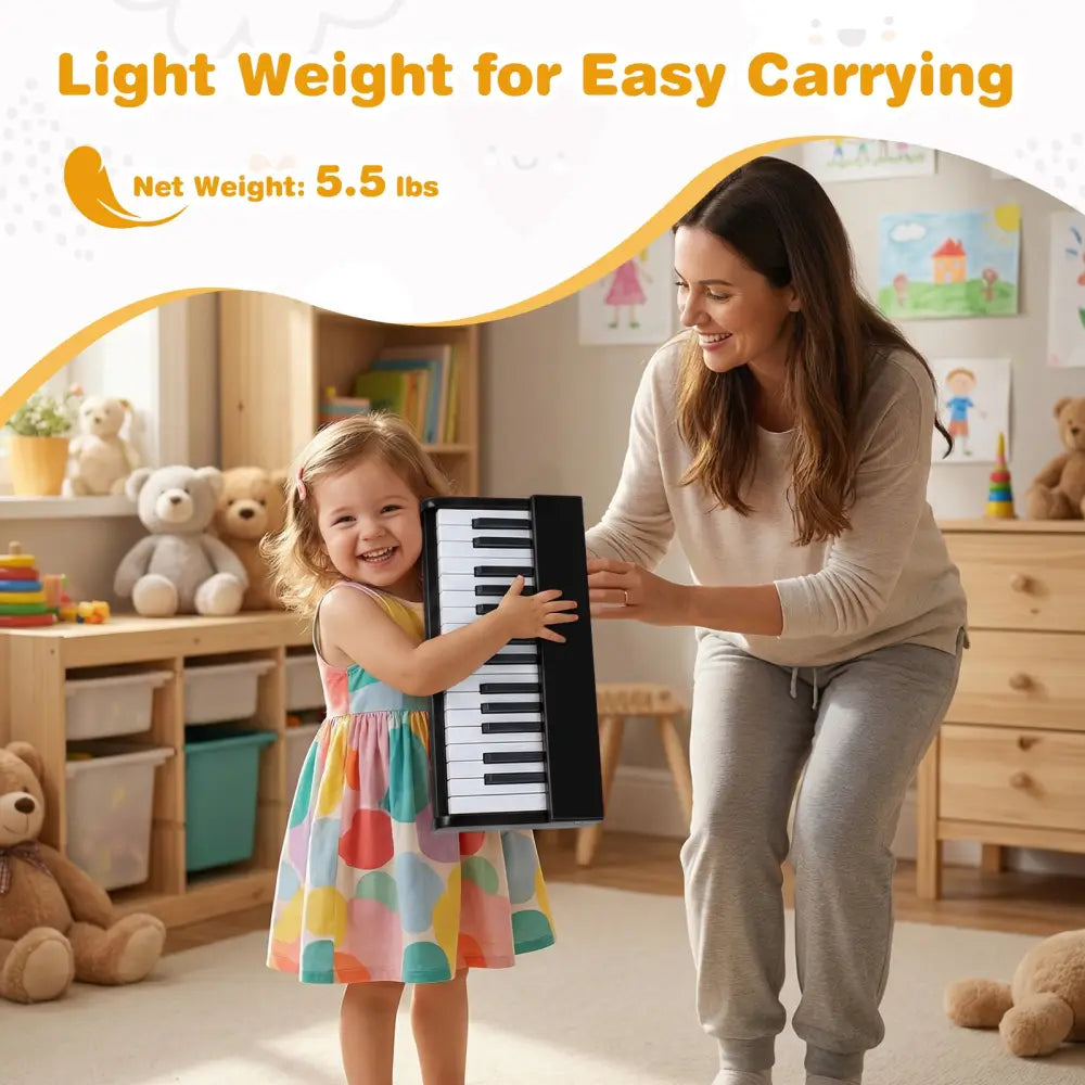 Kids Piano Keyboard 30 Keys Digital Piano with Music Stand for 3+ Years Old Beginners-Black - Black - Pianos & Keyboards