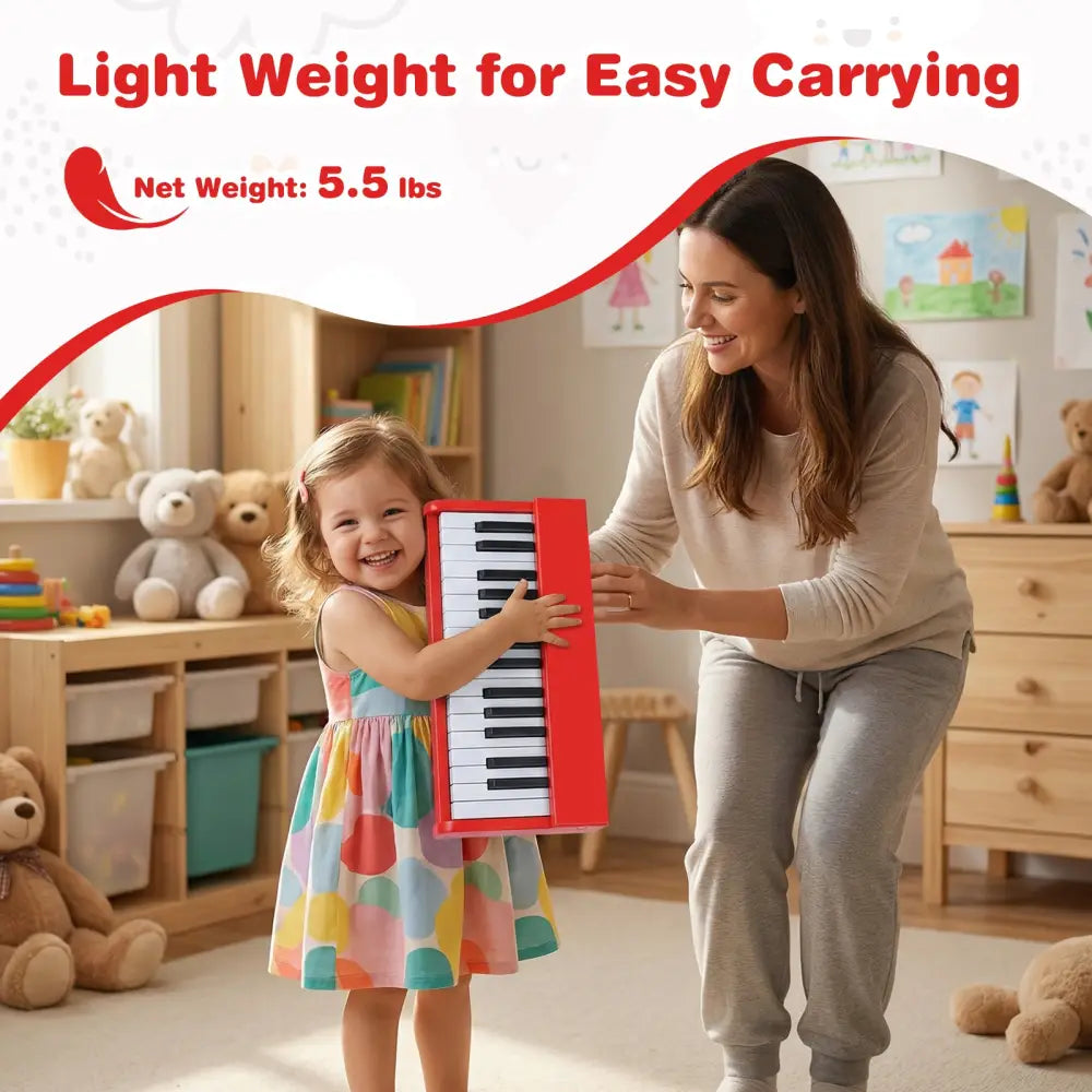 Kids Piano Keyboard 30 Keys Digital Piano with Music Stand for 3+ Years Old Beginners-Red - Red - Pianos & Keyboards