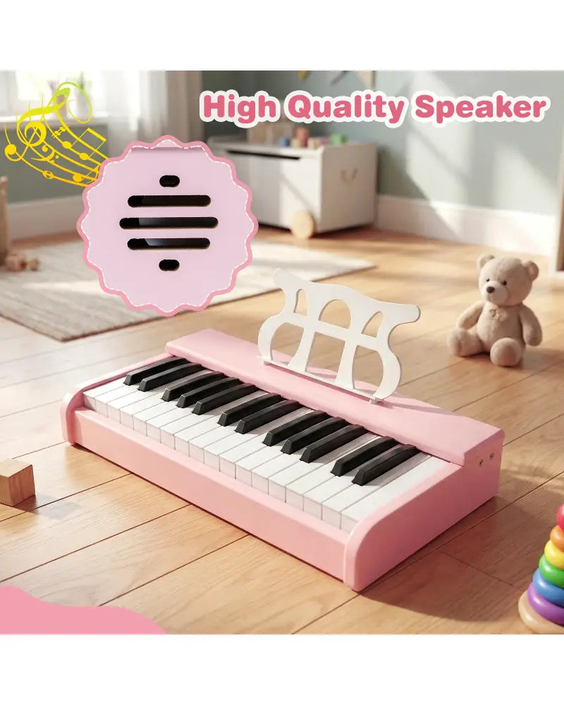 Kids Piano Keyboard 30 Keys Digital Piano with Music Stand for 3+ Years Old Beginners-Pink - Pink - Pianos & Keyboards