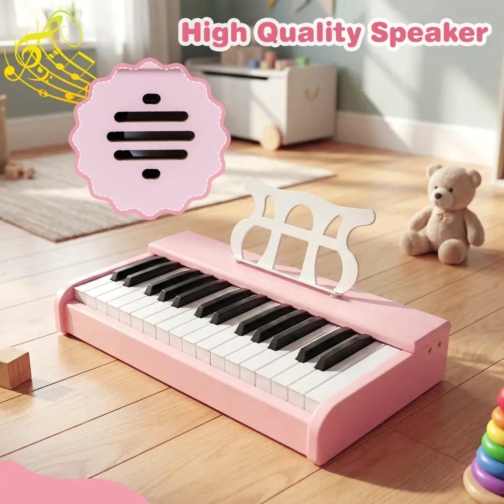 Kids Piano Keyboard 30 Keys Digital Piano with Music Stand for 3+ Years Old Beginners-Pink - Pink - Pianos & Keyboards