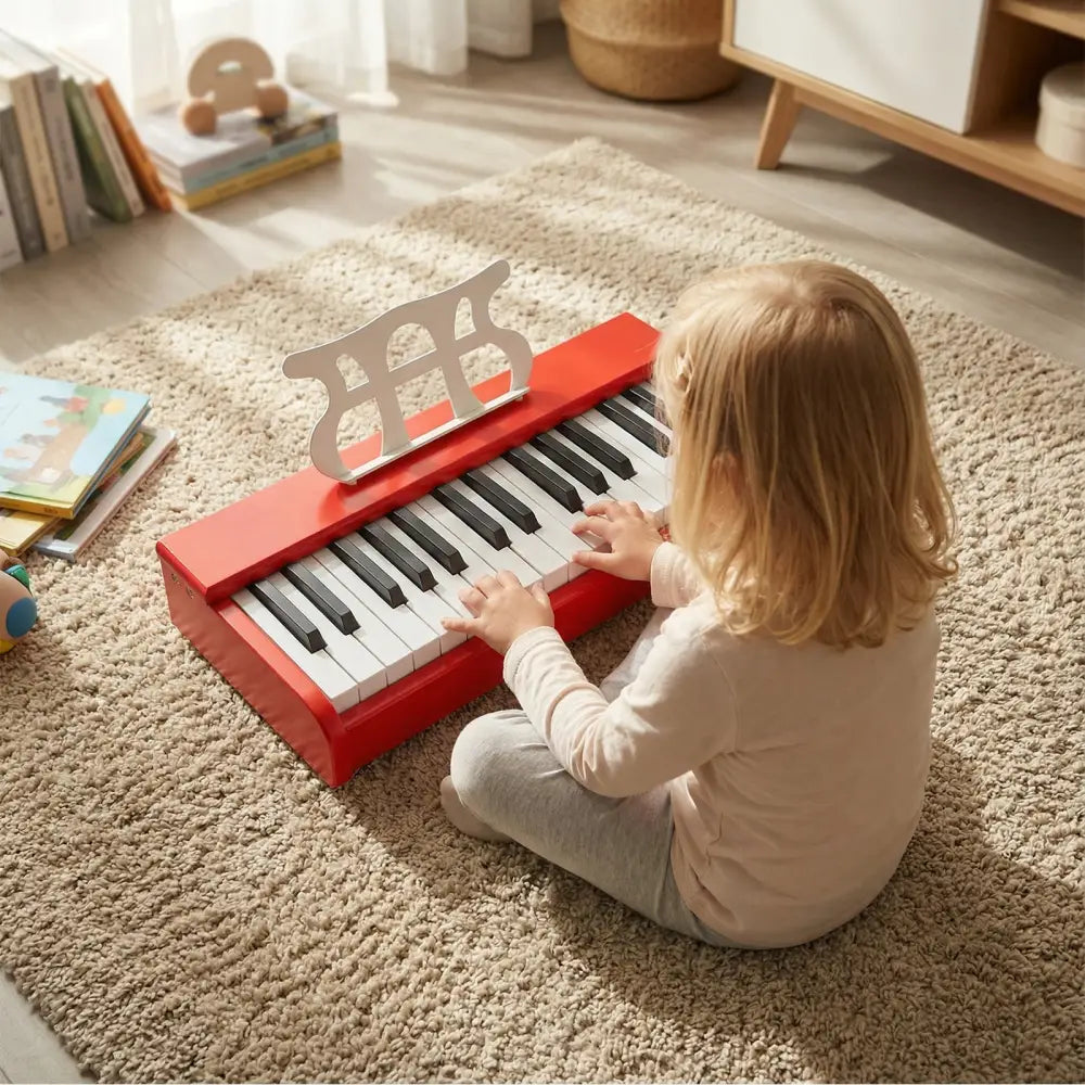 Kids Piano Keyboard 30 Keys Digital Piano with Music Stand for 3+ Years Old Beginners-Red - Red - Pianos & Keyboards