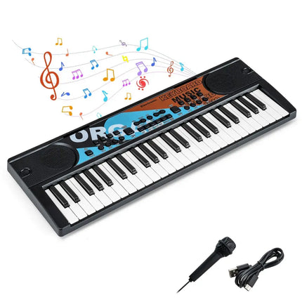 Kids Piano Keyboard 49 Keys Portable Electric Keyboard Piano with 8 Rhythms 8 Tones - Black - Oasis Home Essentials