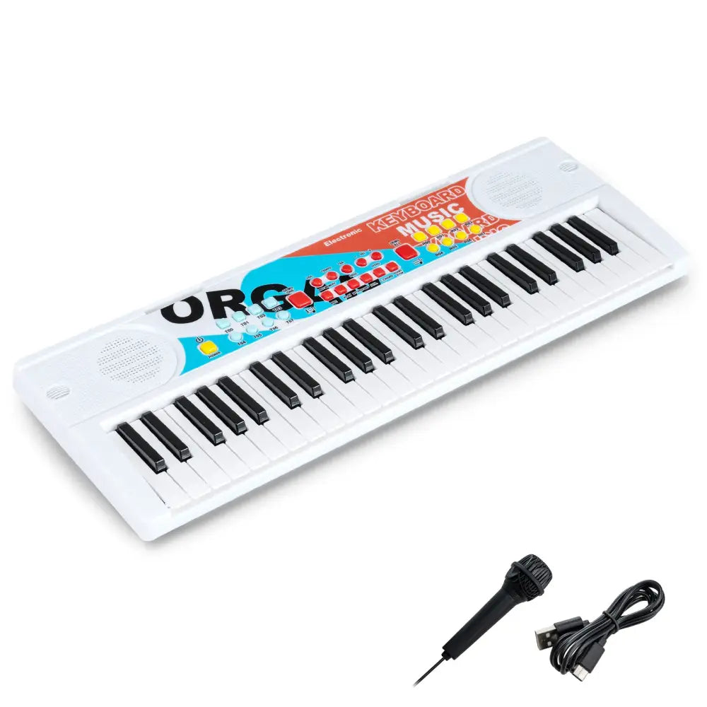 Kids Piano Keyboard 49 Keys Portable Electric Keyboard Piano with 8 Rhythms 8 Tones-White - White - Pianos & Keyboards