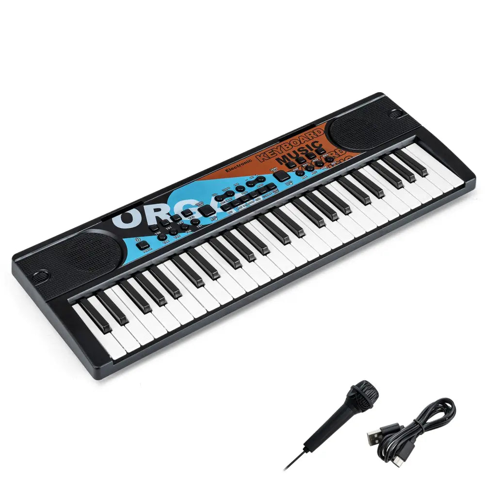 Kids Piano Keyboard 49 Keys Portable Electric Keyboard Piano with 8 Rhythms 8 Tones-Black - Black - Pianos & Keyboards