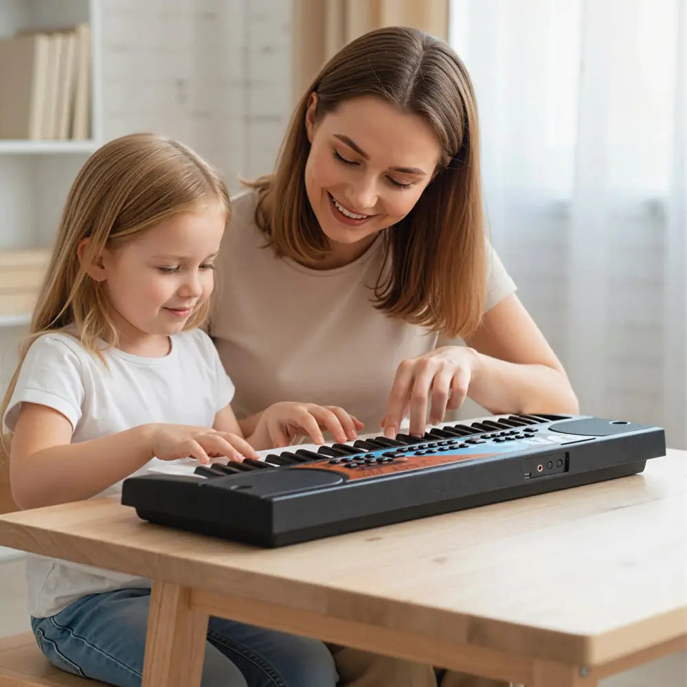 Kids Piano Keyboard 49 Keys Portable Electric Keyboard Piano with 8 Rhythms 8 Tones-Black - Black - Pianos & Keyboards