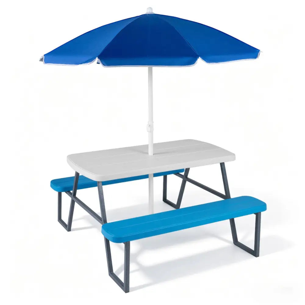 Kids Picnic Table with Benches Seats up to 4-Blue - Blue - Kids Table & Chair Sets