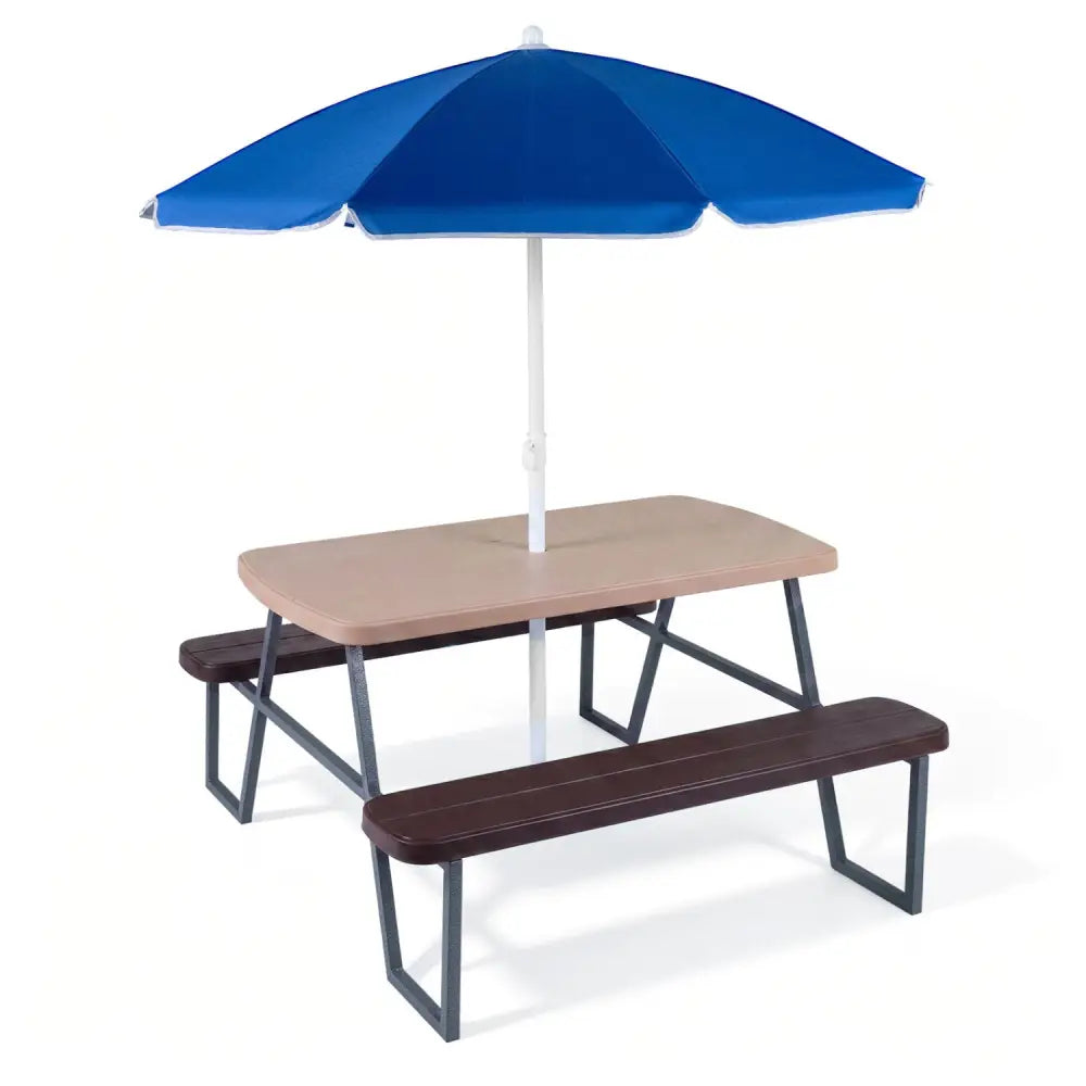 Kids Picnic Table with Benches Seats up to 4-Brown - Brown - Kids Table & Chair Sets