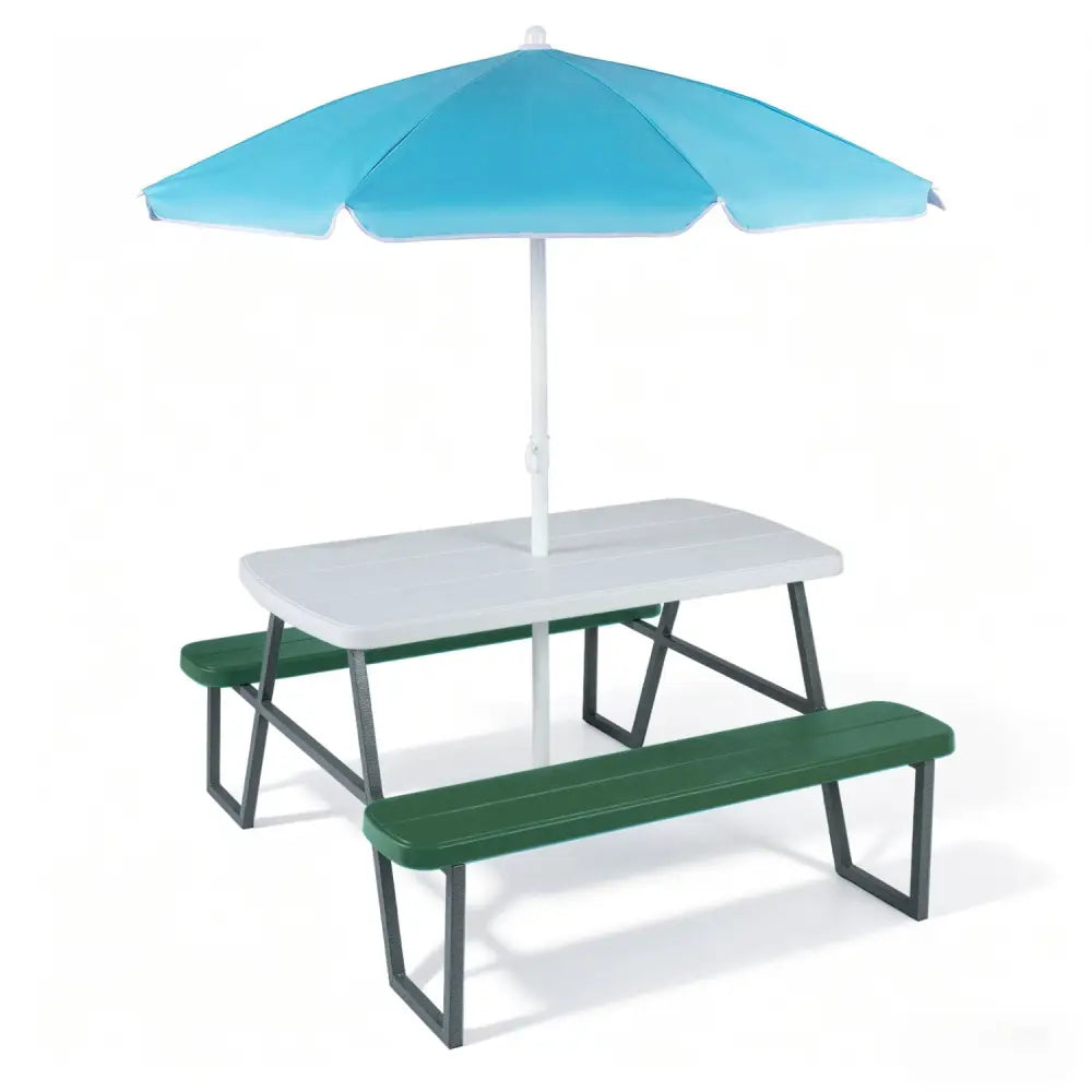 Kids Picnic Table with Benches Seats up to 4-Green - Green - Kids Table & Chair Sets